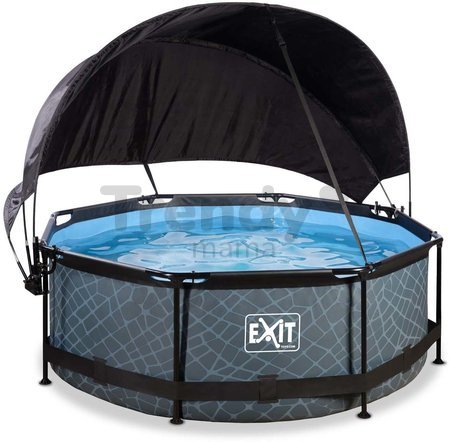 Bazén so strieškou a filtráciou Stone pool Exit Toys kruhový oceľová konštrukcia 244*76 cm šedý od 6 rokov