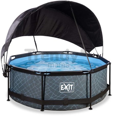 Bazén so strieškou a filtráciou Stone pool Exit Toys kruhový oceľová konštrukcia 244*76 cm šedý od 6 rokov