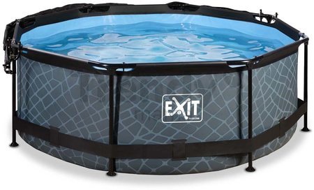 Bazén so strieškou a filtráciou Stone pool Exit Toys kruhový oceľová konštrukcia 244*76 cm šedý od 6 rokov