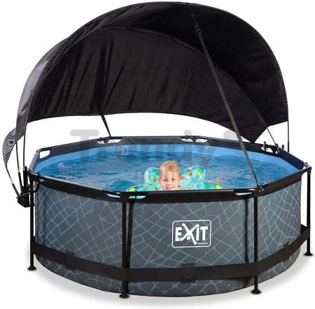 Bazén so strieškou a filtráciou Stone pool Exit Toys kruhový oceľová konštrukcia 244*76 cm šedý od 6 rokov