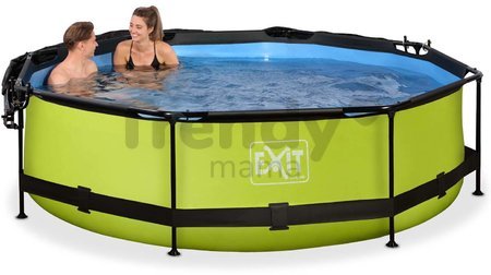 Bazén so strieškou a filtráciou Lime pool Exit Toys kruhový oceľová konštrukcia 300*76 cm zelený od 6 rokov