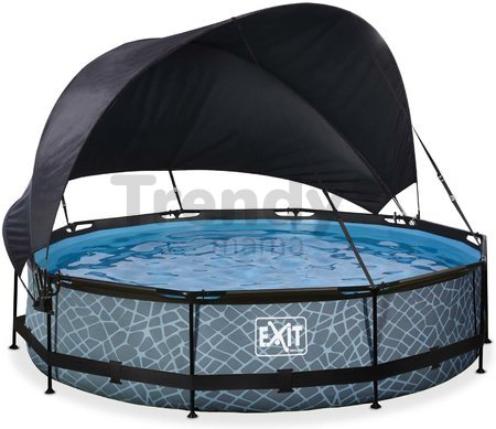 Bazén so strieškou a filtráciou Stone pool Exit Toys kruhový oceľová konštrukcia 360*76 cm šedý od 6 rokov