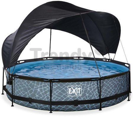 Bazén so strieškou a filtráciou Stone pool Exit Toys kruhový oceľová konštrukcia 360*76 cm šedý od 6 rokov