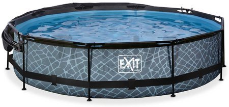 Bazén so strieškou a filtráciou Stone pool Exit Toys kruhový oceľová konštrukcia 360*76 cm šedý od 6 rokov