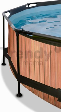 Bazén so strieškou a filtráciou Wood pool Exit Toys kruhový oceľová konštrukcia 360*76 cm hnedý od 6 rokov