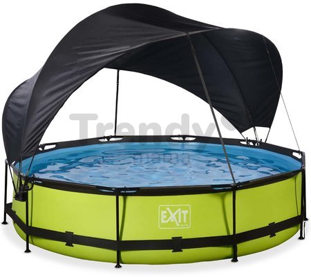 Bazén so strieškou a filtráciou Lime pool Exit Toys kruhový oceľová konštrukcia 360*76 cm zelený od 6 rokov