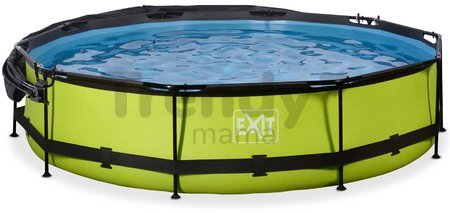 Bazén so strieškou a filtráciou Lime pool Exit Toys kruhový oceľová konštrukcia 360*76 cm zelený od 6 rokov