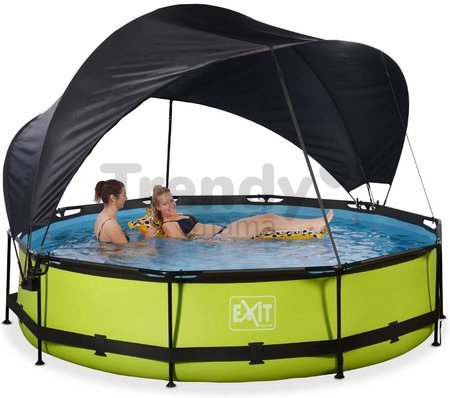 Bazén so strieškou a filtráciou Lime pool Exit Toys kruhový oceľová konštrukcia 360*76 cm zelený od 6 rokov