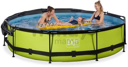 Bazén so strieškou a filtráciou Lime pool Exit Toys kruhový oceľová konštrukcia 360*76 cm zelený od 6 rokov