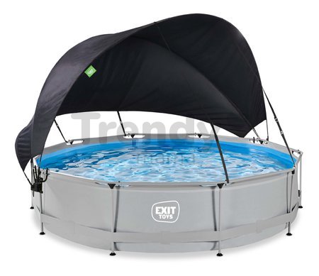 Bazén so strieškou a filtráciou Soft Grey pool Exit Toys kruhový oceľová konštrukcia 360*76 cm šedý od 6 rokov ET30351250