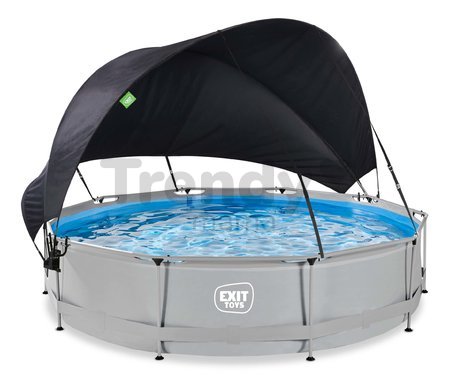 Bazén so strieškou a filtráciou Soft Grey pool Exit Toys kruhový oceľová konštrukcia 360*76 cm šedý od 6 rokov