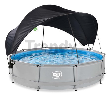 Bazén so strieškou a filtráciou Soft Grey pool Exit Toys kruhový oceľová konštrukcia 360*76 cm šedý od 6 rokov