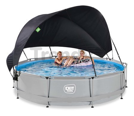 Bazén so strieškou a filtráciou Soft Grey pool Exit Toys kruhový oceľová konštrukcia 360*76 cm šedý od 6 rokov