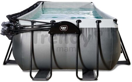 Bazén s krytom a pieskovou filtráciou Black Leather pool Exit Toys oceľová konštrukcia 400*200*100 cm čierny od 6 rokov