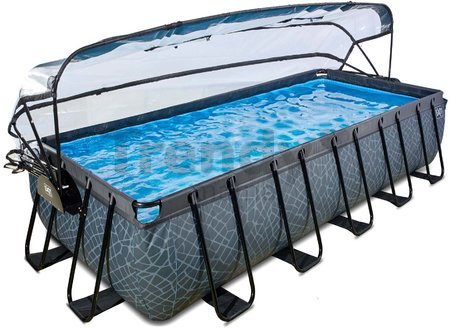 Bazén s krytom a pieskovou filtráciou Stone pool Exit Toys oceľová konštrukcia 540*250*100 cm šedý od 6 rokov