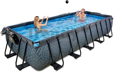 Bazén s krytom a pieskovou filtráciou Stone pool Exit Toys oceľová konštrukcia 540*250*100 cm šedý od 6 rokov