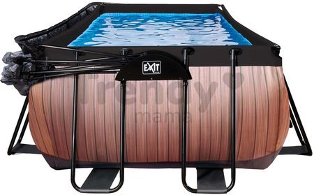 Bazén s krytom a pieskovou filtráciou Wood pool Exit Toys oceľová konštrukcia 540*250*100 cm hnedý od 6 rokov
