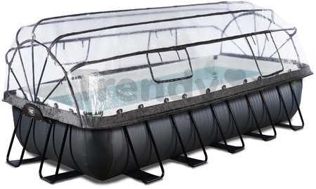 Bazén s krytom a pieskovou filtráciou Black Leather pool Exit Toys oceľová konštrukcia 540*250*100 cm čierny od 6 rokov