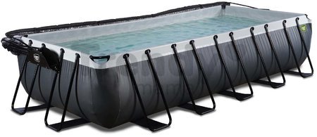 Bazén s krytom a pieskovou filtráciou Black Leather pool Exit Toys oceľová konštrukcia 540*250*100 cm čierny od 6 rokov