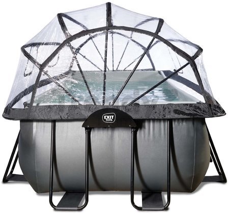 Bazén s krytom a pieskovou filtráciou Black Leather pool Exit Toys oceľová konštrukcia 540*250*100 cm čierny od 6 rokov