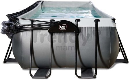 Bazén s krytom a pieskovou filtráciou Black Leather pool Exit Toys oceľová konštrukcia 540*250*100 cm čierny od 6 rokov