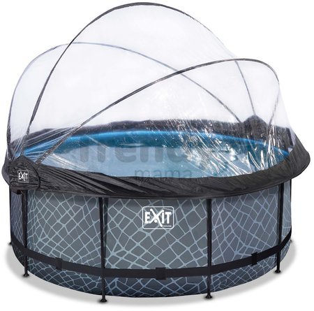 Bazén s krytom a pieskovou filtráciou Stone pool Exit Toys kruhový oceľová konštrukcia 360*122 cm šedý od 6 rokov