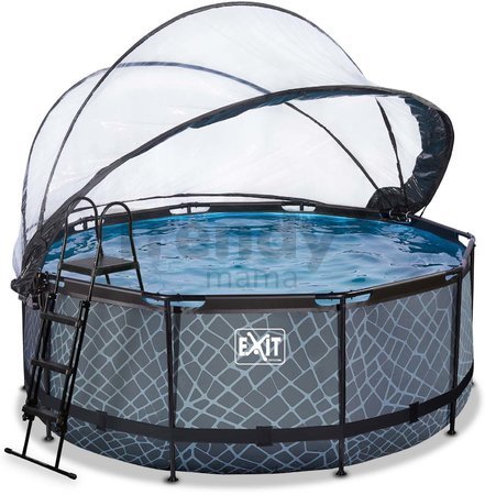 Bazén s krytom a pieskovou filtráciou Stone pool Exit Toys kruhový oceľová konštrukcia 360*122 cm šedý od 6 rokov