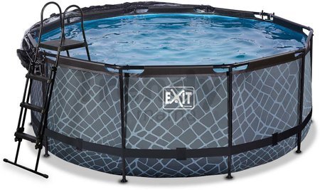 Bazén s krytom a pieskovou filtráciou Stone pool Exit Toys kruhový oceľová konštrukcia 360*122 cm šedý od 6 rokov