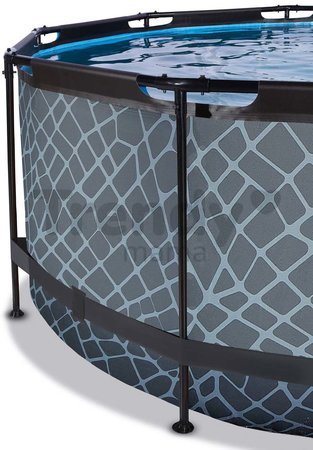 Bazén s krytom a pieskovou filtráciou Stone pool Exit Toys kruhový oceľová konštrukcia 360*122 cm šedý od 6 rokov