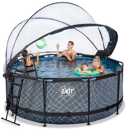 Bazén s krytom a pieskovou filtráciou Stone pool Exit Toys kruhový oceľová konštrukcia 360*122 cm šedý od 6 rokov