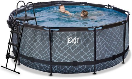 Bazén s krytom a pieskovou filtráciou Stone pool Exit Toys kruhový oceľová konštrukcia 360*122 cm šedý od 6 rokov
