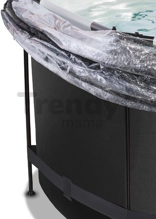 Bazén s krytom a pieskovou filtráciou Black Leather pool Exit Toys kruhový oceľová konštrukcia 360*122 cm čierny od 6 rokov