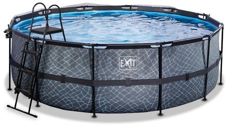 Bazén s krytom a pieskovou filtráciou Stone pool Exit Toys kruhový oceľová konštrukcia 427*122 cm šedý od 6 rokov