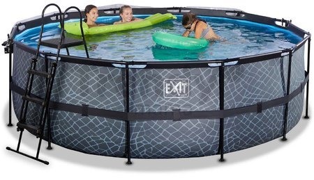 Bazén s krytom a pieskovou filtráciou Stone pool Exit Toys kruhový oceľová konštrukcia 427*122 cm šedý od 6 rokov