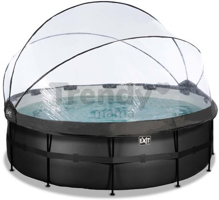 Bazén s krytom a pieskovou filtráciou Black Leather pool Exit Toys kruhový oceľová konštrukcia 427*122 cm čierny od 6 rokov