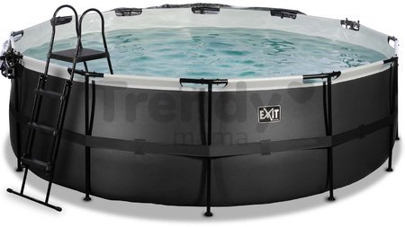 Bazén s krytom a pieskovou filtráciou Black Leather pool Exit Toys kruhový oceľová konštrukcia 427*122 cm čierny od 6 rokov