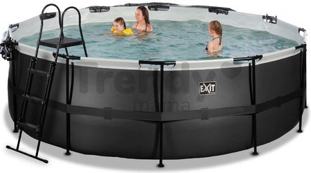 Bazén s krytom a pieskovou filtráciou Black Leather pool Exit Toys kruhový oceľová konštrukcia 427*122 cm čierny od 6 rokov