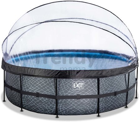 Bazén s krytom a pieskovou filtráciou Stone pool Exit Toys kruhový oceľová konštrukcia 450*122 cm šedý od 6 rokov