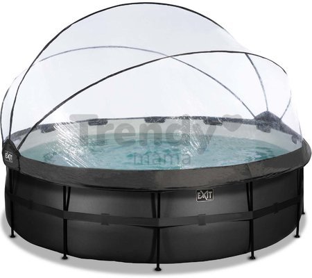 Bazén s krytom a pieskovou filtráciou Black Leather pool Exit Toys kruhový oceľová konštrukcia 450*122 cm čierny od 6 rokov