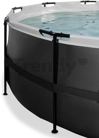 Bazén s krytom a pieskovou filtráciou Black Leather pool Exit Toys kruhový oceľová konštrukcia 450*122 cm čierny od 6 rokov