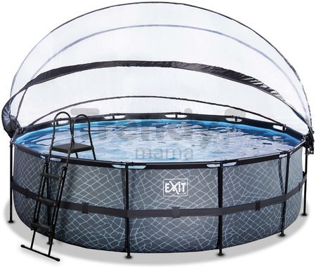 Bazén s krytom a pieskovou filtráciou Stone pool Exit Toys kruhový oceľová konštrukcia 488*122 cm šedý od 6 rokov