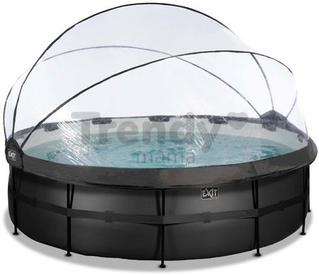 Bazén s krytom a pieskovou filtráciou Black Leather pool Exit Toys kruhový oceľová konštrukcia 488*122 cm čierny od 6 rokov