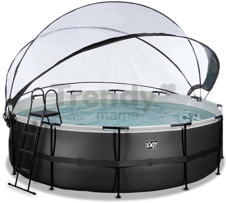 Bazén s krytom a pieskovou filtráciou Black Leather pool Exit Toys kruhový oceľová konštrukcia 488*122 cm čierny od 6 rokov