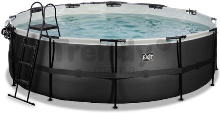 Bazén s krytom a pieskovou filtráciou Black Leather pool Exit Toys kruhový oceľová konštrukcia 488*122 cm čierny od 6 rokov