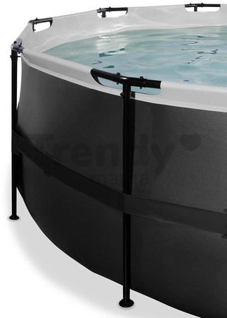 Bazén s krytom a pieskovou filtráciou Black Leather pool Exit Toys kruhový oceľová konštrukcia 488*122 cm čierny od 6 rokov