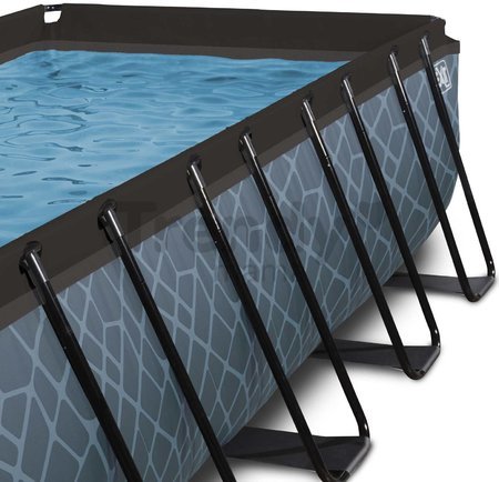 Bazén s krytom a pieskovou filtráciou Stone pool Exit Toys oceľová konštrukcia 400*200*122 cm šedý od 6 rokov