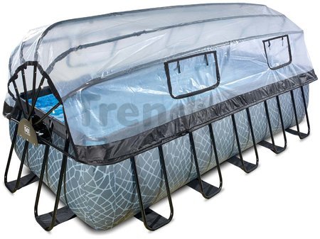 Bazén s krytom a pieskovou filtráciou Stone pool Exit Toys oceľová konštrukcia 540*250*122 cm šedý od 6 rokov