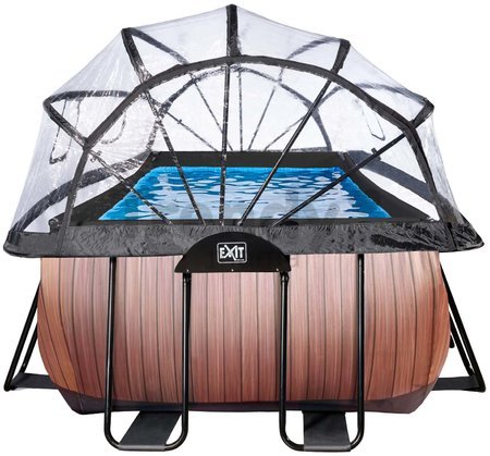 Bazén s krytom a pieskovou filtráciou Wood pool Exit Toys oceľová konštrukcia 540*250*122 cm hnedý od 6 rokov