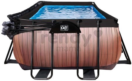 Bazén s krytom a pieskovou filtráciou Wood pool Exit Toys oceľová konštrukcia 540*250*122 cm hnedý od 6 rokov
