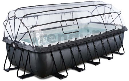 Bazén s krytom a pieskovou filtráciou Black Leather pool Exit Toys oceľová konštrukcia 540*250*122 cm čierny od 6 rokov